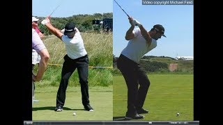 Jon Rahm golf swing  Long Iron faceon amp downtheline July 2017 [upl. by Puduns500]