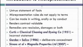 Misrepresentation Lecture 1 of 4 [upl. by Anirahc473]